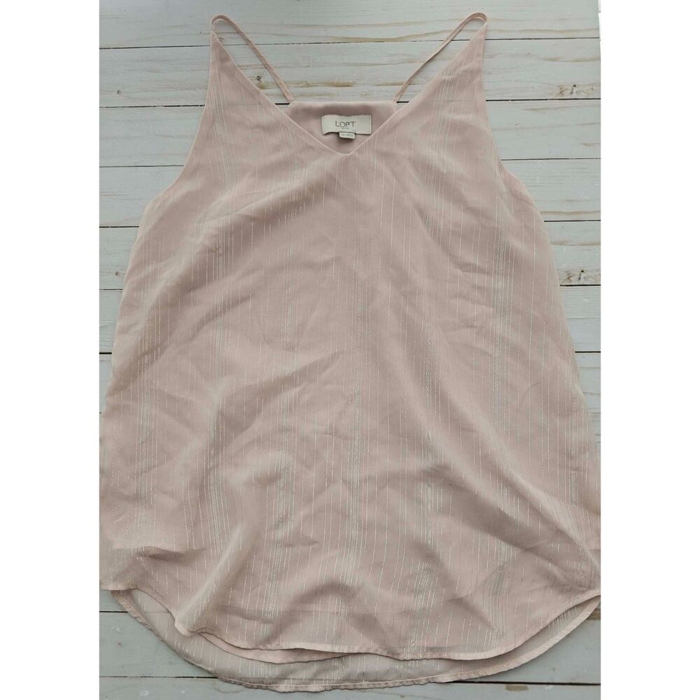 LOFT Blush Pink Sheer Textured Cami Tank Top Spaghetti Strap XS